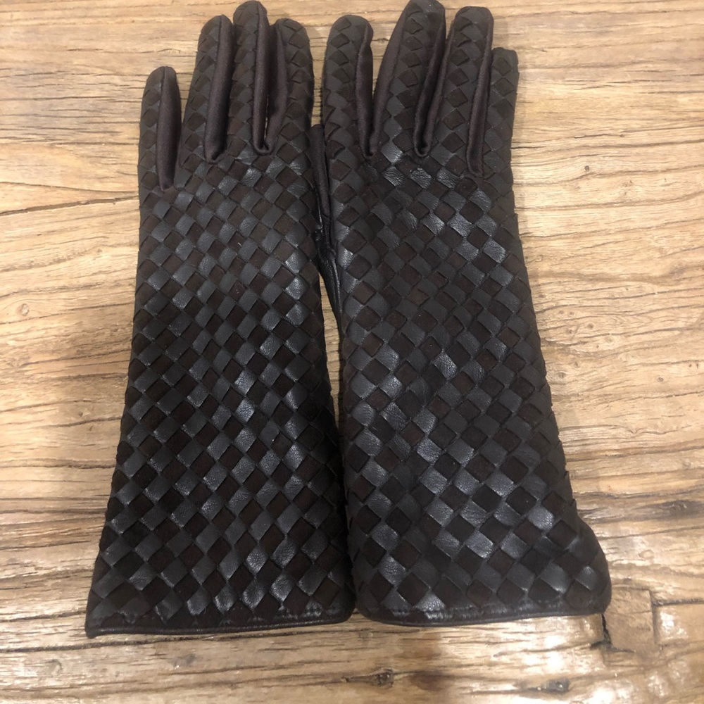 Women Brown Leather Driving Gloves